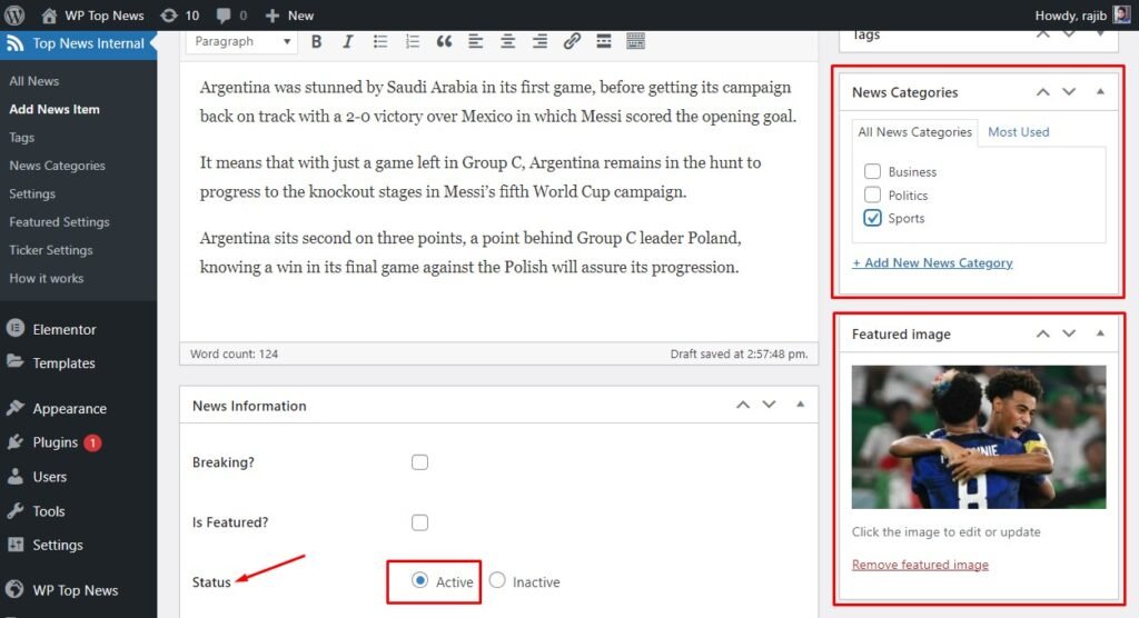 Add news image and category